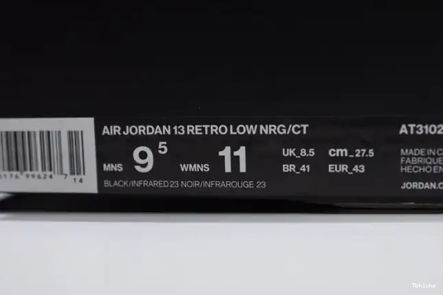 Reps TBK Jordan AT3102-006 13 Black Low Air Infrared Clot x 0616